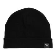 Emporio Armani Enfärgad Logo Beanie Black, Herr