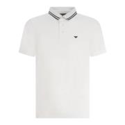 Emporio Armani Kortärmad bomullsjersey-polo med mikroörnbrodyr White, ...