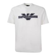 Emporio Armani Vit Bomull Kortärmad T-shirt med Örn Patch Logo White, ...