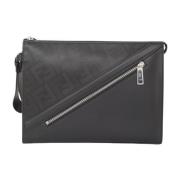 Fendi Stilren Svart Läderclutch Black, Herr