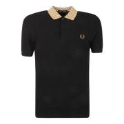 Fred Perry Svart Pikétröja med Krage Detalj Black, Herr