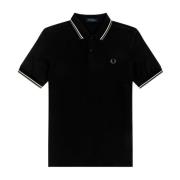 Fred Perry Polo tröja med dubbel grön äppelkant Black, Herr