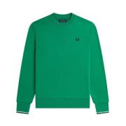 Fred Perry Klassisk Crew Neck Sweatshirt Green, Herr