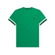 Fred Perry Djärv Randig Piqué Skjorta Green, Herr