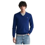 Gant Ultra Tun Ull V-Hals Tröja Blue, Herr