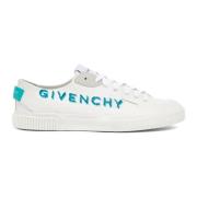 Givenchy Canvas Sneakers, Blå Detaljer, Bekväma och White, Herr