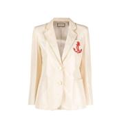 Gucci Silkesblazer med lappdetaljer Beige, Dam