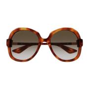 Gucci Oversize Havana Brown Solglasögon Brown, Dam