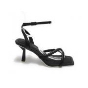 Guess Vit Läder Sandal med Ankelrem Black, Dam