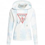 Guess Blå och Vit Tie-Dye Huvtröja White, Dam