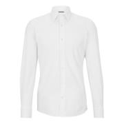 Hugo Boss Slim Fit Teknisk Stretchstickad Skjorta White, Herr