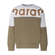 Isabel Marant Khaki Ljusgrå Logo Sweatshirt Green, Herr