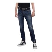 John Richmond Slim-Fit Jeans med Framsidans Revor Blue, Herr