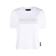 John Richmond Kontrast Print Logo T-shirt White, Dam