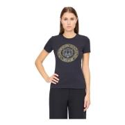 Just Cavalli T-shirt med kristalllogga Black, Dam