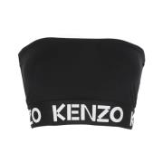 Kenzo Svart Cropped Top med Logodetalj Black, Dam