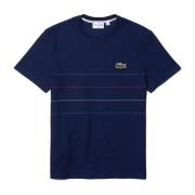 Lacoste Randig Ekologisk Bomull Polo Skjorta Blue, Herr