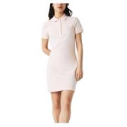 Lacoste Slim Fit Kortärmad Polo Klänning Pink, Dam