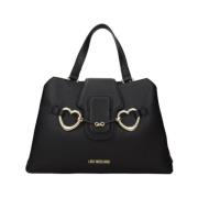 Moschino Svart Polyuretan Love Handväska Black, Dam