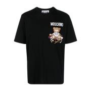 Moschino Teddybjörntryck Bomull T-shirt Black, Herr
