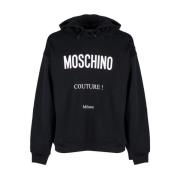 Moschino Klassisk Label Hoodie i Svart Black, Herr