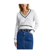 Pepe Jeans V-neck Knitwear White, Dam