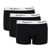 Pepe Jeans 3-Pack Svarta Boxershorts med Märkt Midjeresår Black, Herr