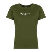 Pepe Jeans Enkel Rundhalsad T-Shirt Green, Dam