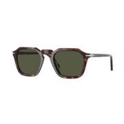 Persol Geometriska Sungles med Havana Front Black, Herr