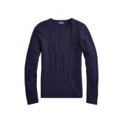 Polo Ralph Lauren Ikonisk Cashmere Polo Tröja Blue, Dam