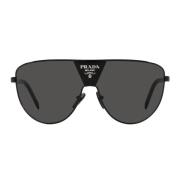 Prada Trendiga Metallsolglasögon med Mörkgråa Linser Black, Unisex