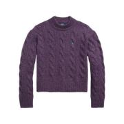 Ralph Lauren Lila Kabelstickad Högkragsweaters Purple, Dam