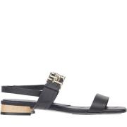 Tommy Hilfiger Hardware platt sandal Black, Dam