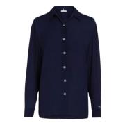 Tommy Hilfiger Flödande Viskos Crepe Skjorta Blue, Dam