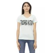 Trussardi Action Ljusblå Bomull V-Hals T-Shirt White, Dam