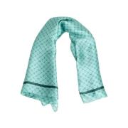 Trussardi Silkesscarf med 70-talsstil och allover-tryck Blue, Dam