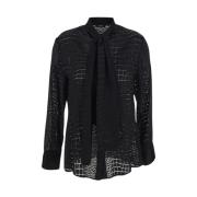 Versace Croc-Effect Devoré Skjorta-Tie Black, Dam