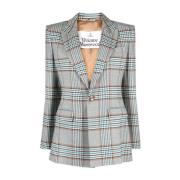 Vivienne Westwood Rutig Enkelknäppt Blazer Blue, Dam