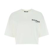 Balmain Oversize Vit Bomull T-Shirt White, Dam