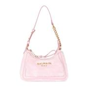 Balmain B-Army terry cloth bag with leather details Pink, Dam