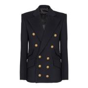 Balmain Kort militärstil jacka Blue, Unisex