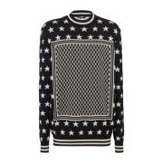 Balmain ini monogram stjärnor tröja Black, Herr