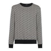 Balmain Bomullssweatshirt med monogram Black, Herr