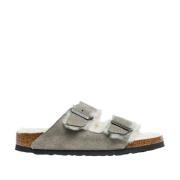 Birkenstock Arizona Shearling Sandaler Gray, Dam