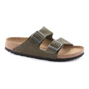 Birkenstock Arizona Suede Sandaler - Thyme Green, Dam