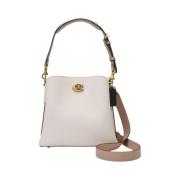 Coach Minimalistisk Grained Calfskin Bucket Väska White, Dam