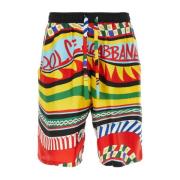 Dolce & Gabbana Tryckta satin bermuda shorts, Herrmode Multicolor, Her...