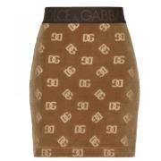 Dolce & Gabbana Karamellbrun Monogram Mini Kjol Brown, Dam