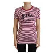 Dolce & Gabbana Vit Rosa Ibiza Exklusiv T-shirt Pink, Dam