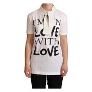 Dolce & Gabbana Vit Bomullssiden I'm In Love Top T-shirt White, Dam